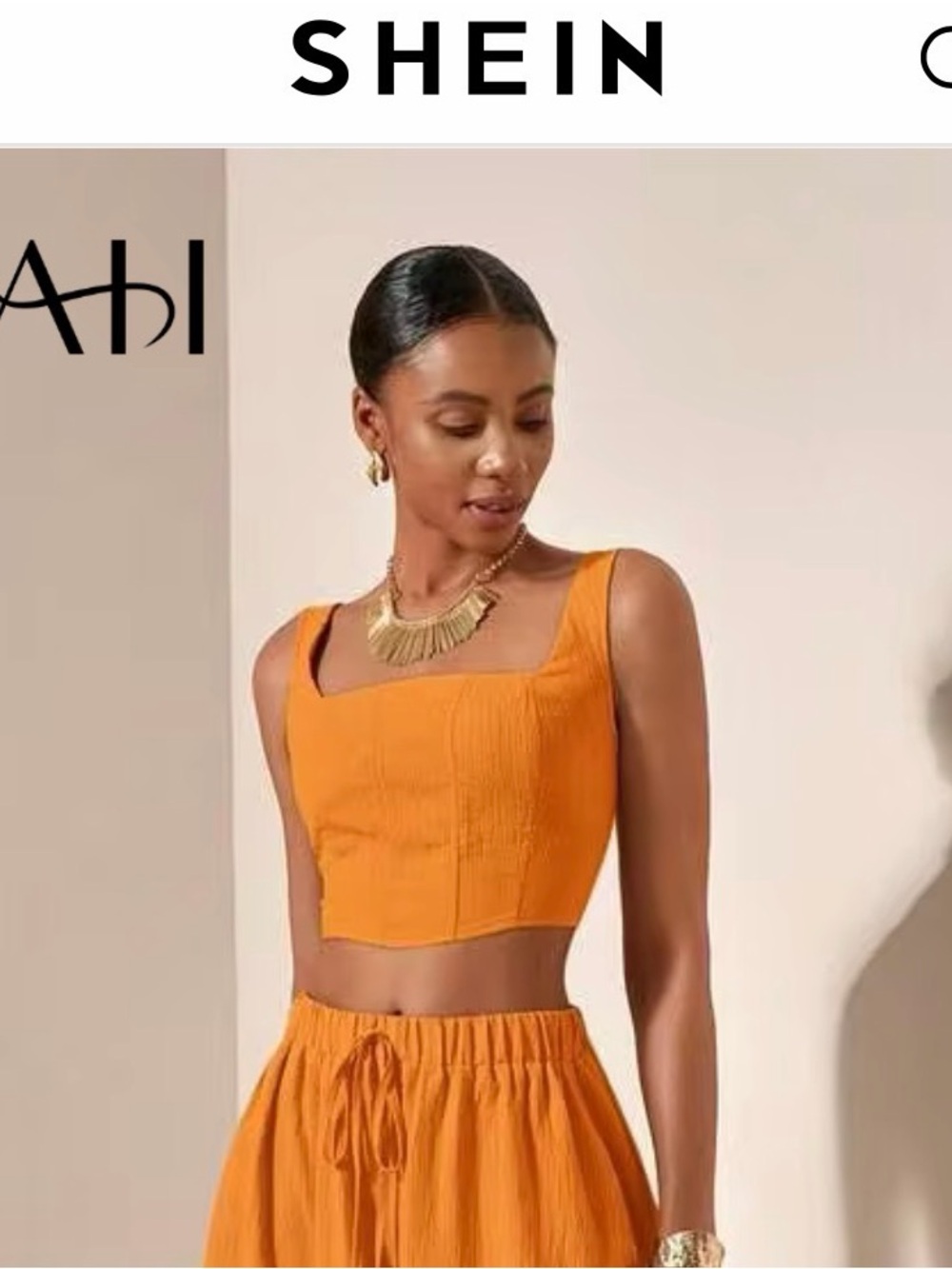 SHEIN Orange Square Neck Cropped Tank